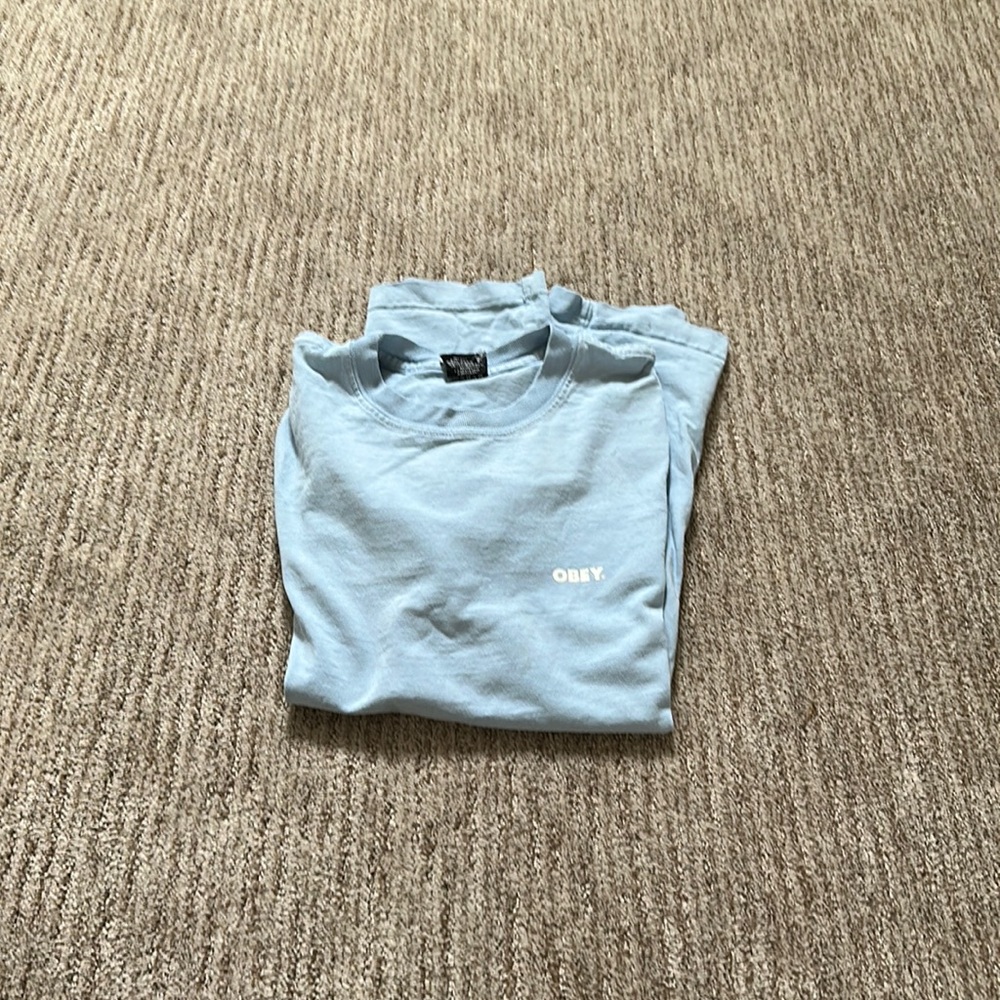 Light blue, Obey shirt, size L